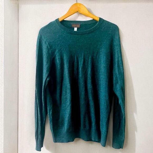 Thomas Dean Crewneck Merino Wool Sweater Sz XL Forest Green Preppy - Picture 1 of 9